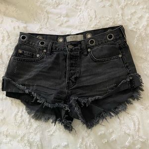 Free People black denim shorts